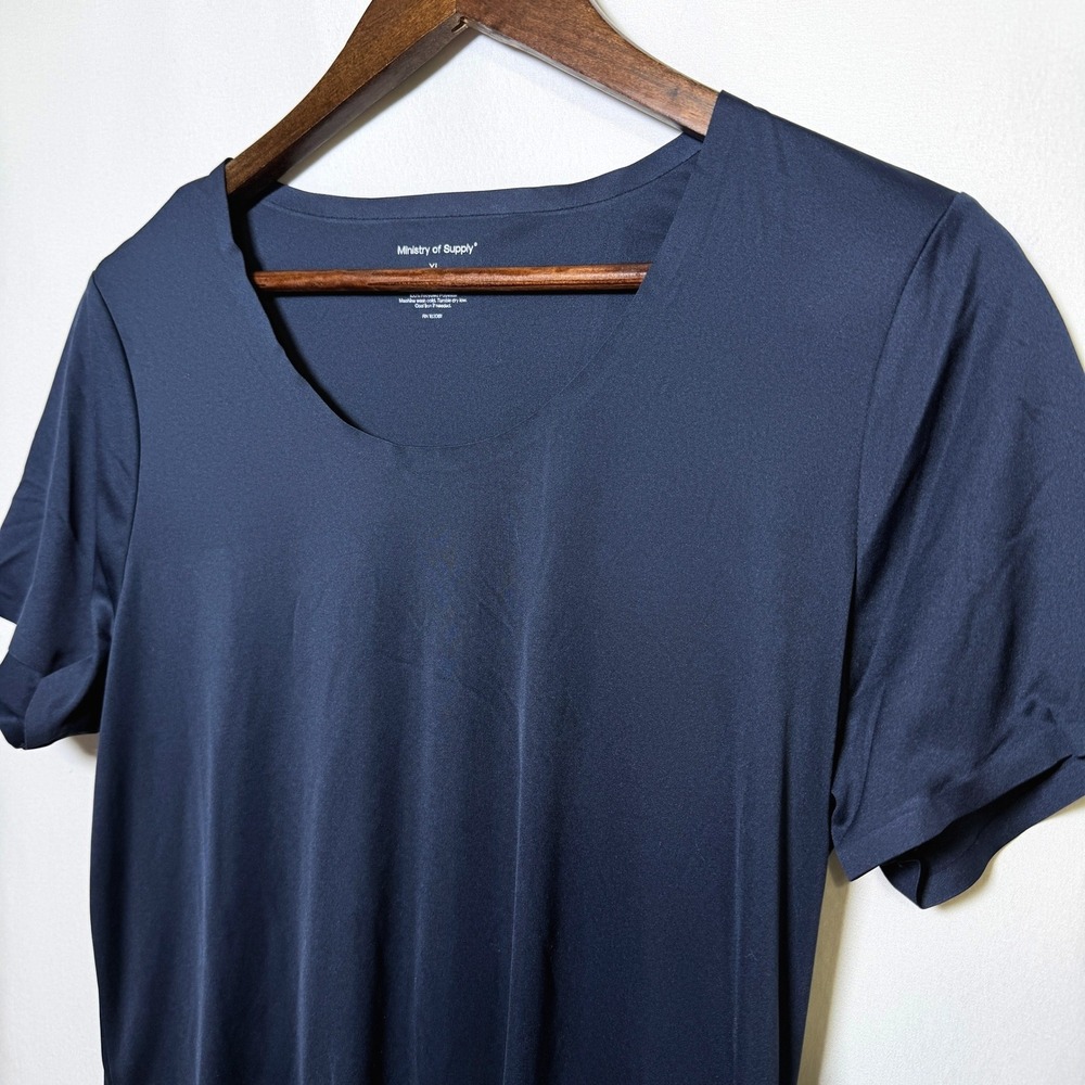 Ministry of Supply Women XL Navy Blue Recycled Polyester Scoop Neck Tee Shirt